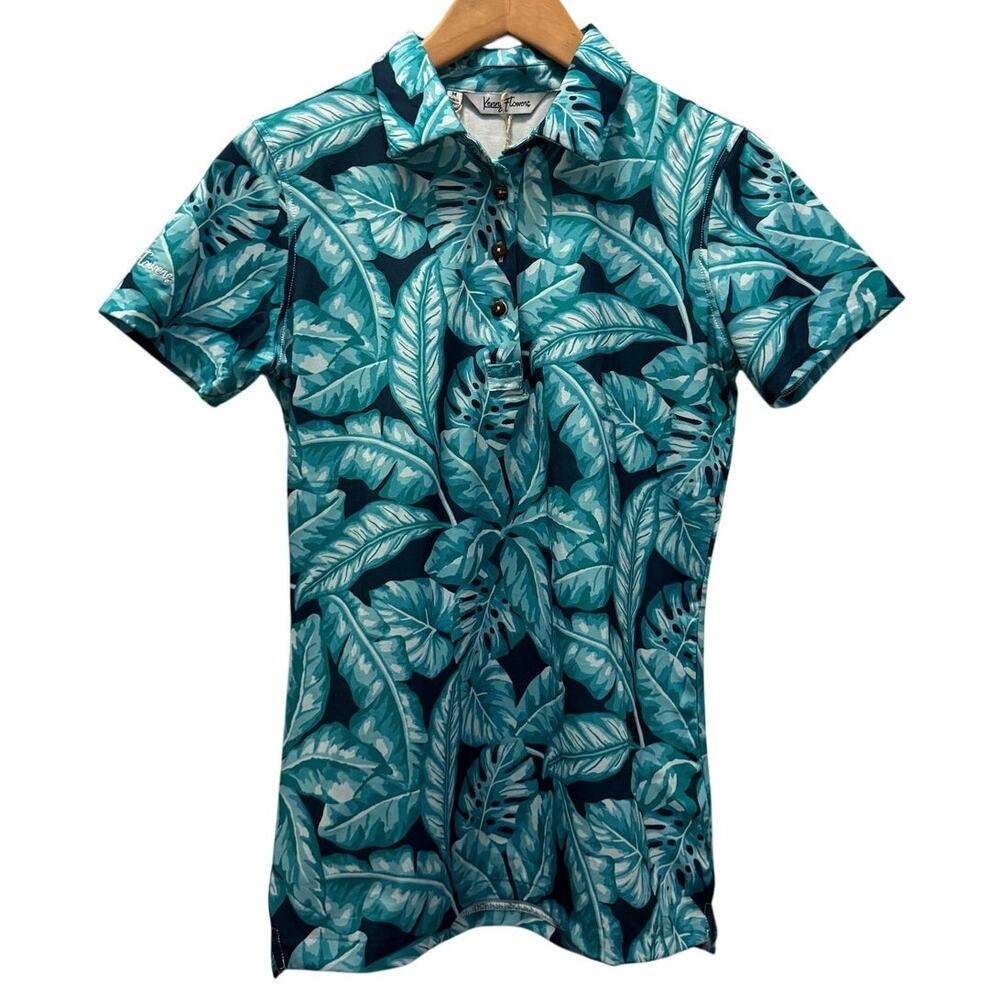 Kenny Flowers Wailea Womens Golf Polo Shirt Medium NWT Blue Stretch Performance